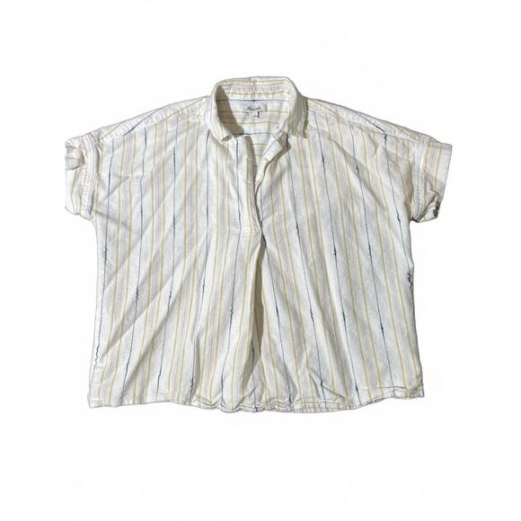 Madewell Striped Short Sleeve Shirt - Size S - Casual Cottage Wear - Picture 1 of 6